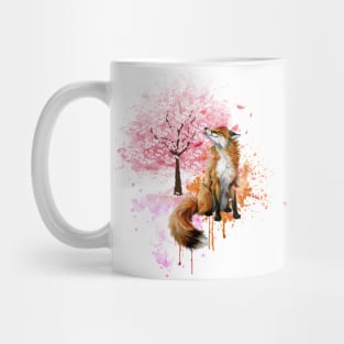 Cherry Tree And Fox Watercolor Mug